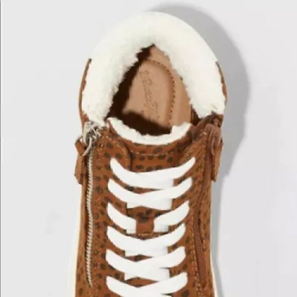 Tilly Leopard Print Sherpa Lined High Top Sneakers - Picture 3 of 7